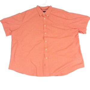 Basic Editions‎ Mens 2XL Short Sleeve Button Down Shirt Coral Orange Casual